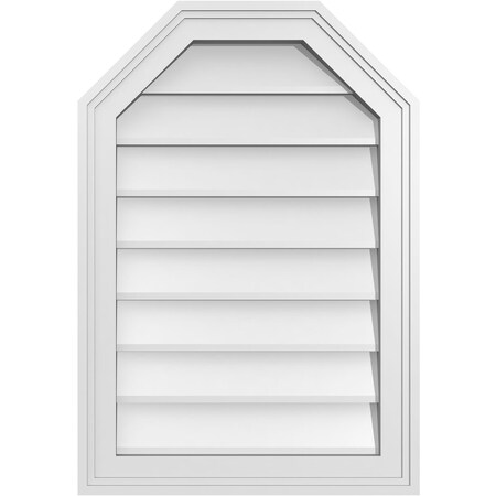 Ekena Millwork Octagonal Top Surface Mount PVC Gable Vent w/ 2"W x 1-1/2"P Brickmould Frame, 18"W x 26"H GVPOT18X2602SN